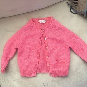 Bonpoint Vibrant Pink Knit Cardigan girls